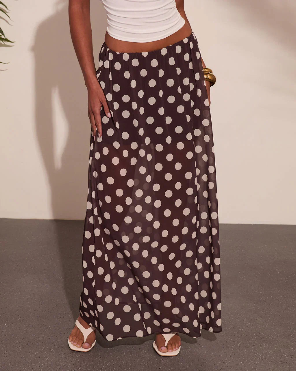 Miska Polka Dot Maxi Skirt
