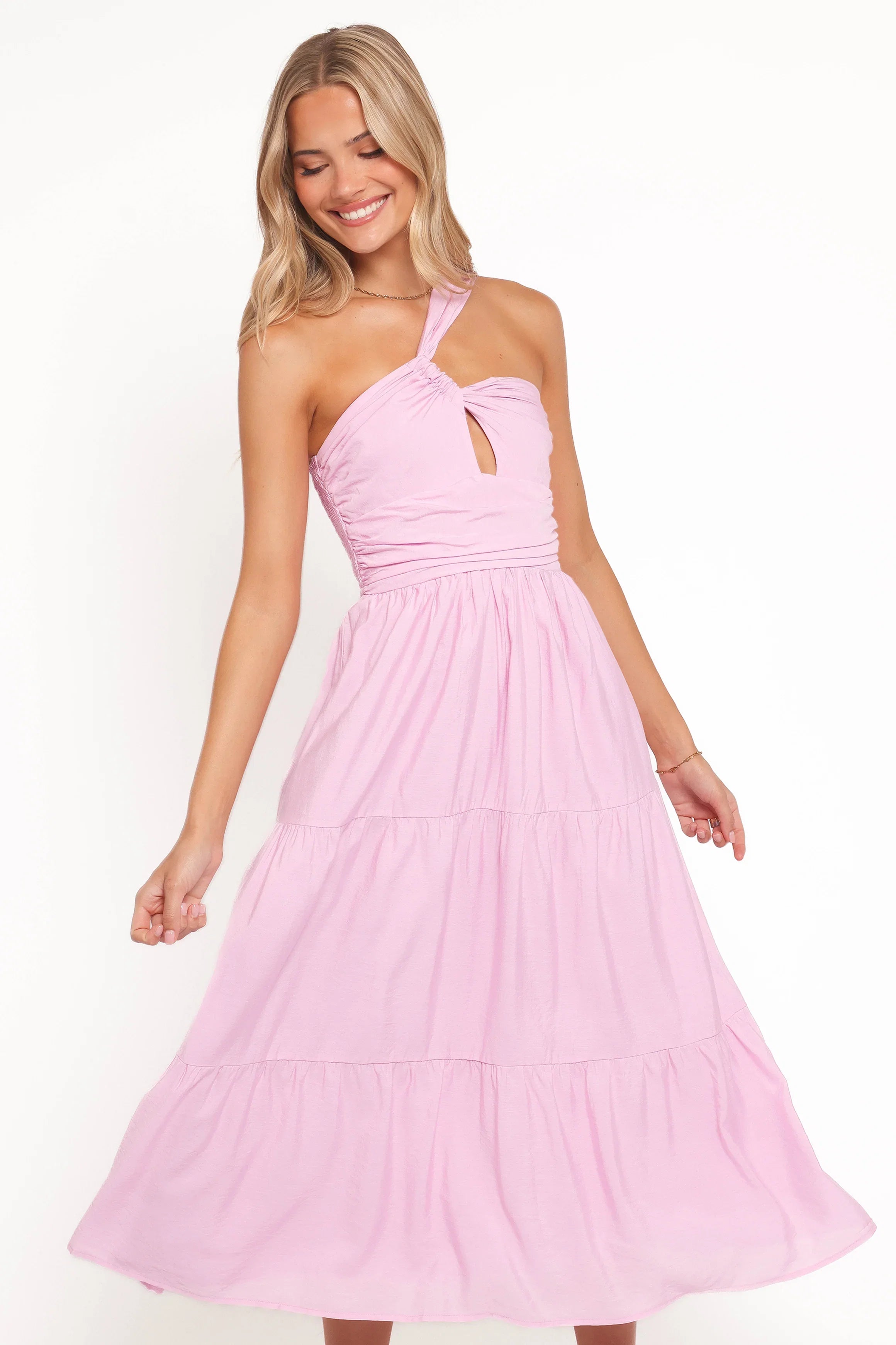 Vinny One Shoulder Maxi Dress Pink