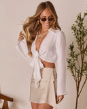 Pamalen Front Tie Rosette Top