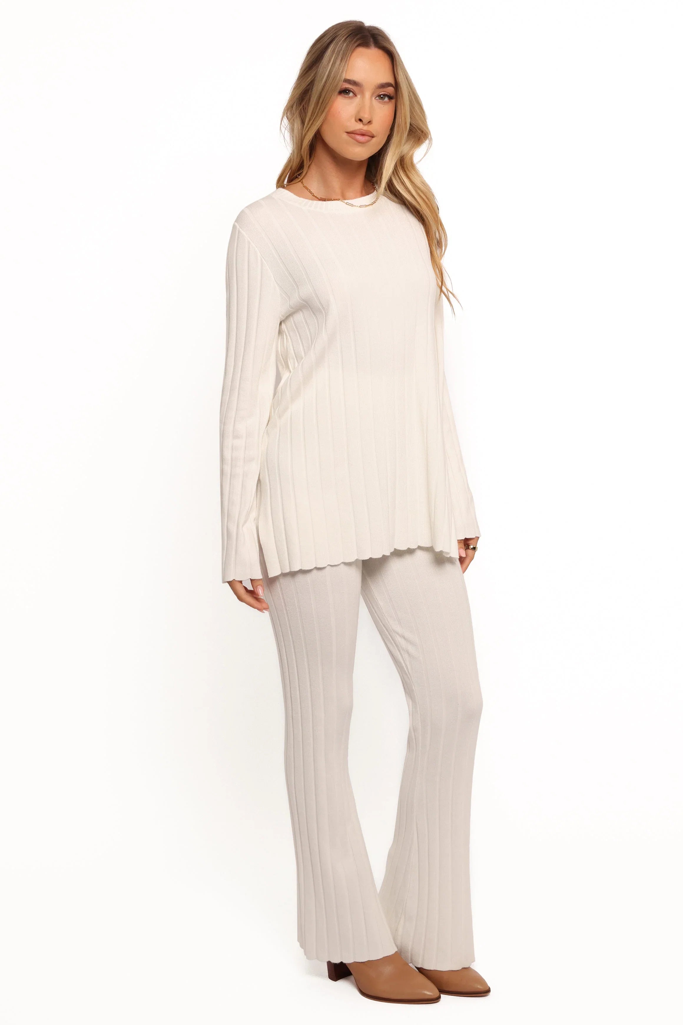 Silvie Long Sleeve Knitted Set Cream