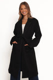 Kloss Tie Front Long Coat Black