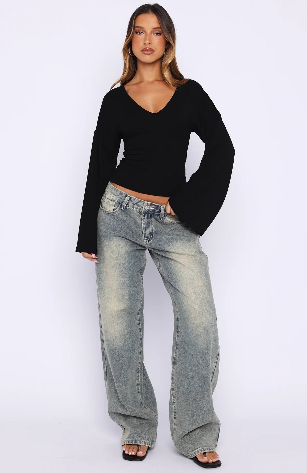 Nobodys Watching Long Sleeve Top Black