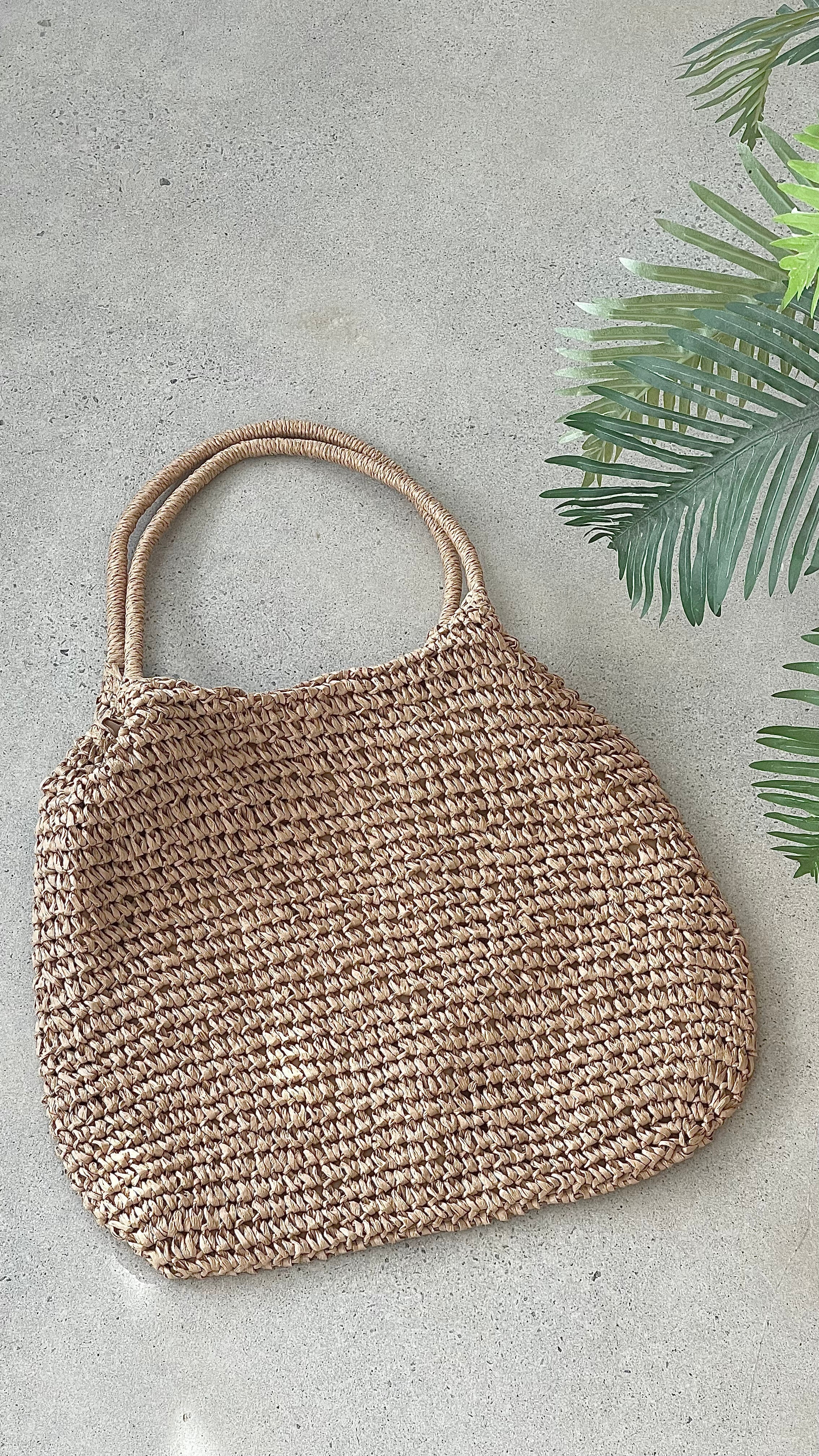 Solana Summer Tote Bag Tan Straw