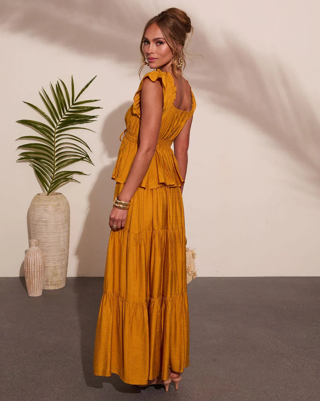 Glow Tiered Peplum Maxi Dress