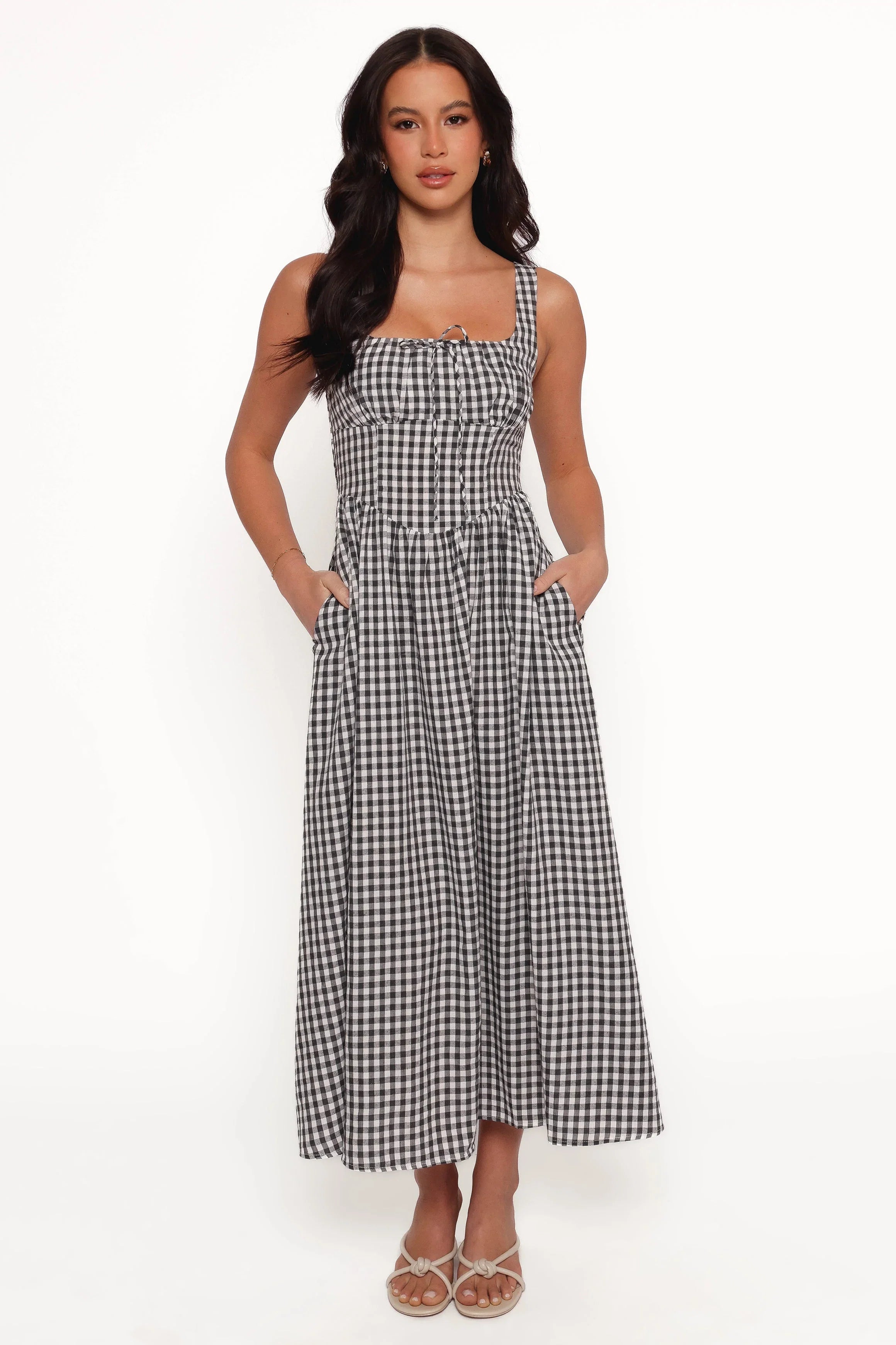 Kinslee Midi Dress Black Gingham