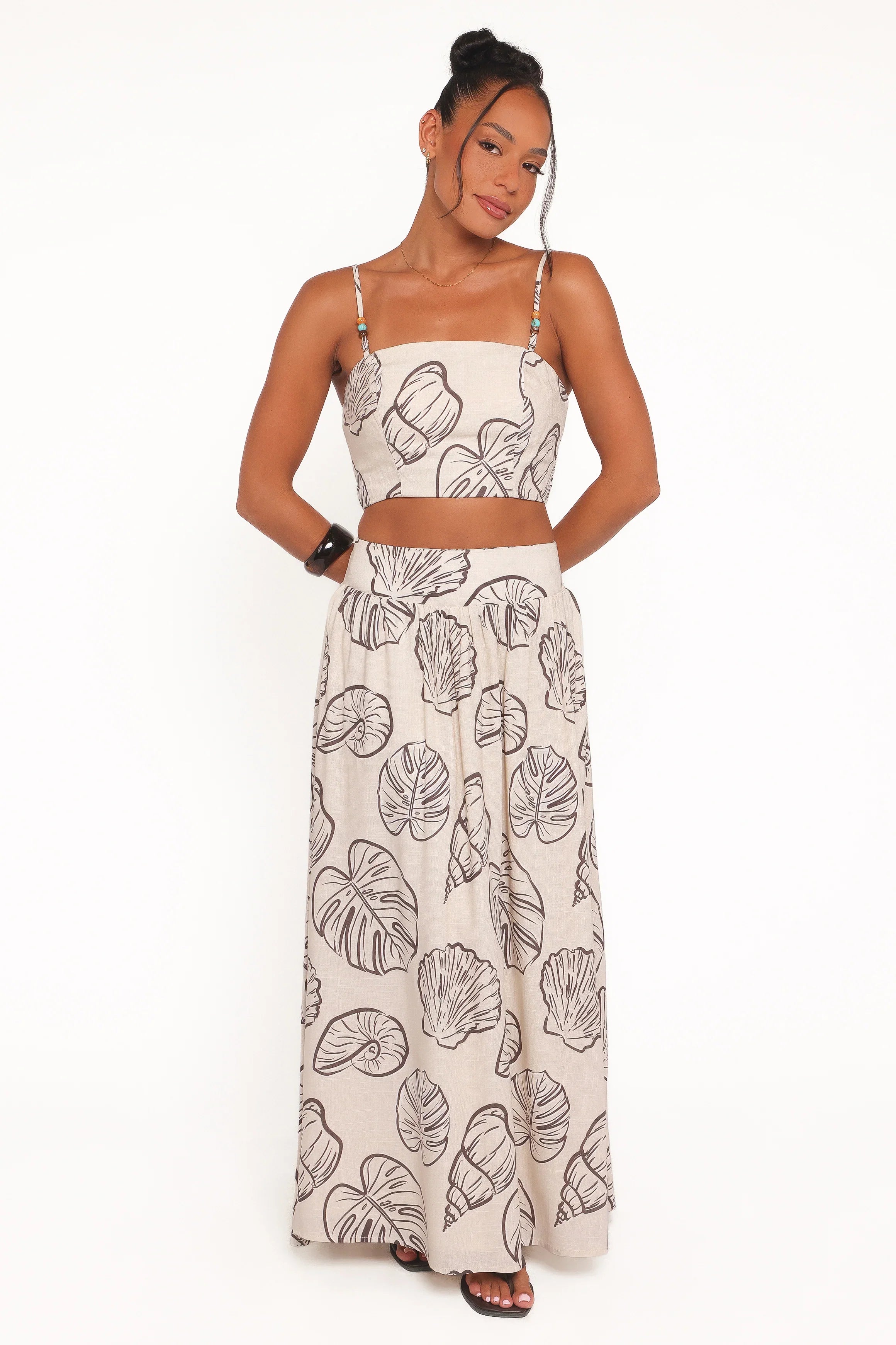 Kristy Maxi Skirt Set Cream Shells