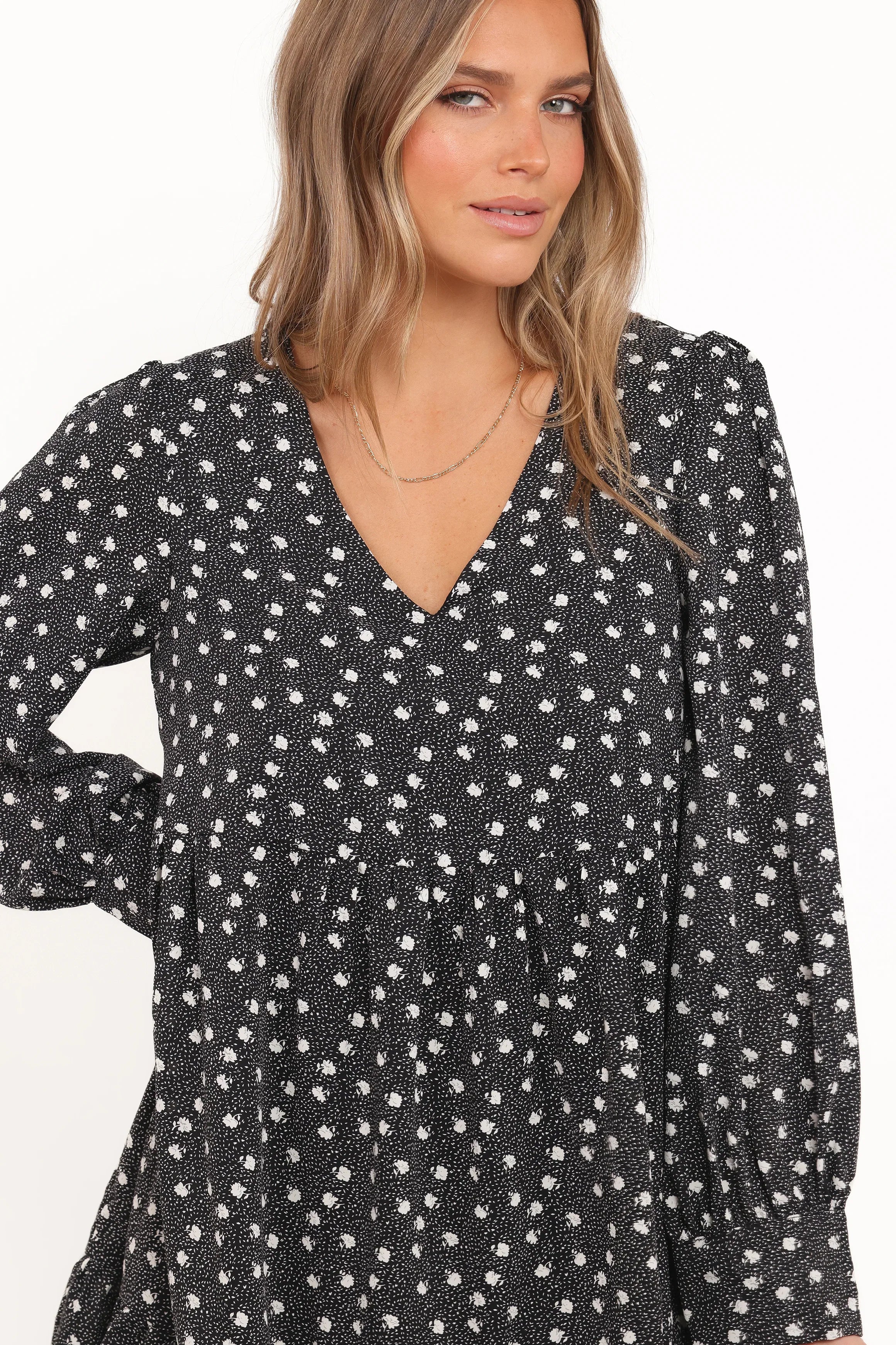 Frankie Long Sleeve Mini Dress Black Floral