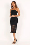 Candice Strapless Lace Midi Dress Black