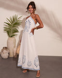 Kirby Abstract Shell Print Halter Neck Maxi Dress