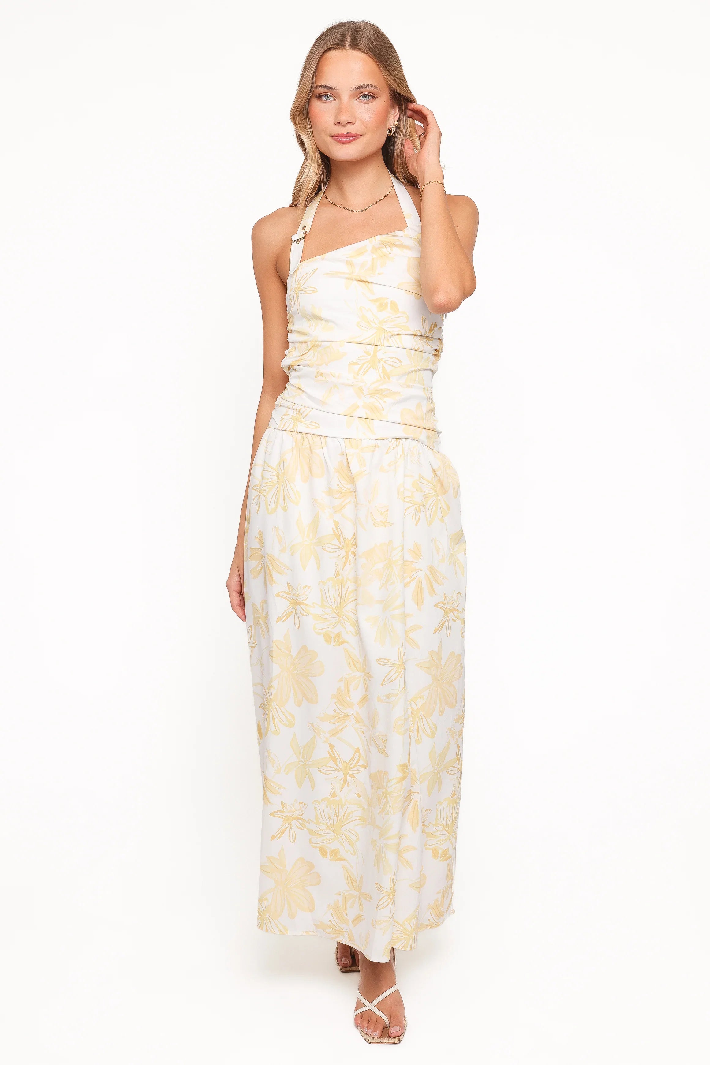 Jemma Halter Maxi Dress Yellow Floral