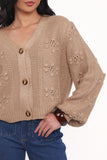Melody Textured Button Up Cardigan Mushroom