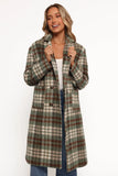 Anika Plaid Long Coat Green Brown