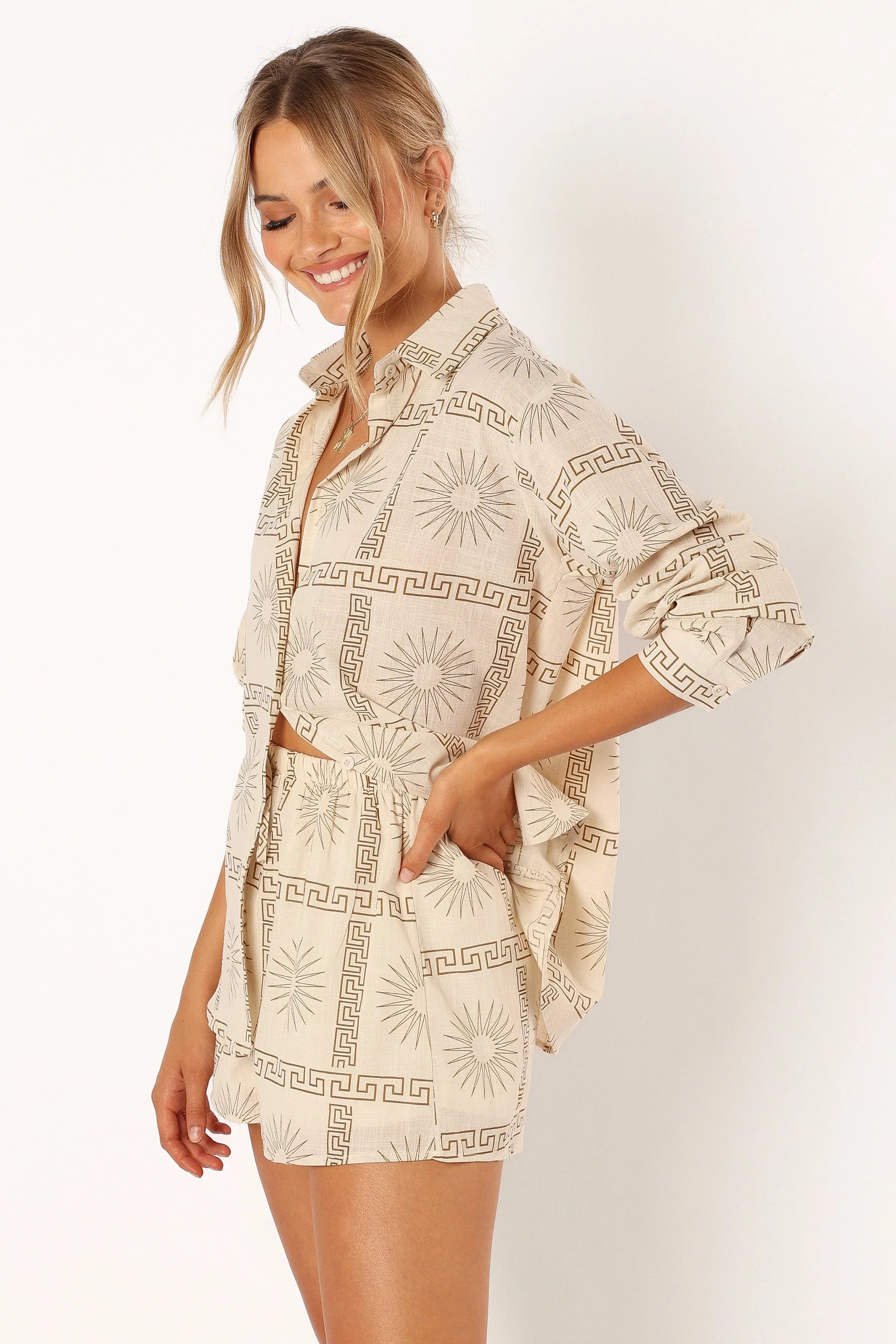 Penny Short Set Beige Print