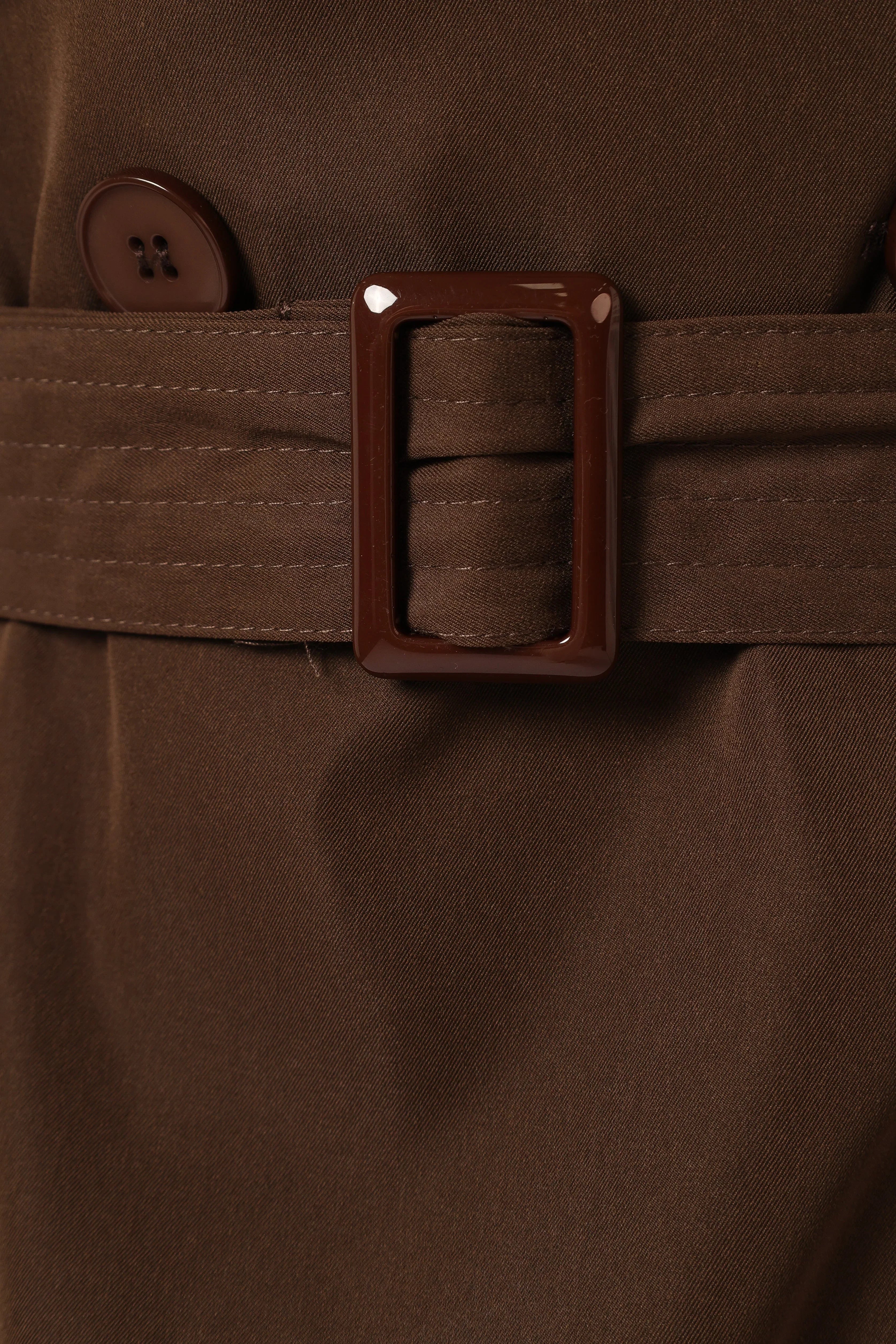 Billy Button Front Trench Coat Chocolate Brown