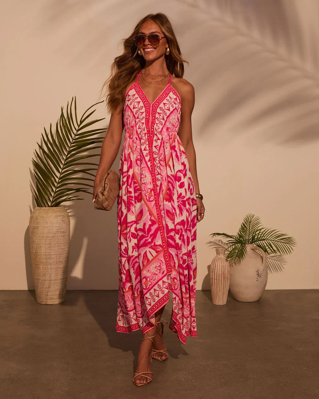 Vineyard Border Print Maxi Dress