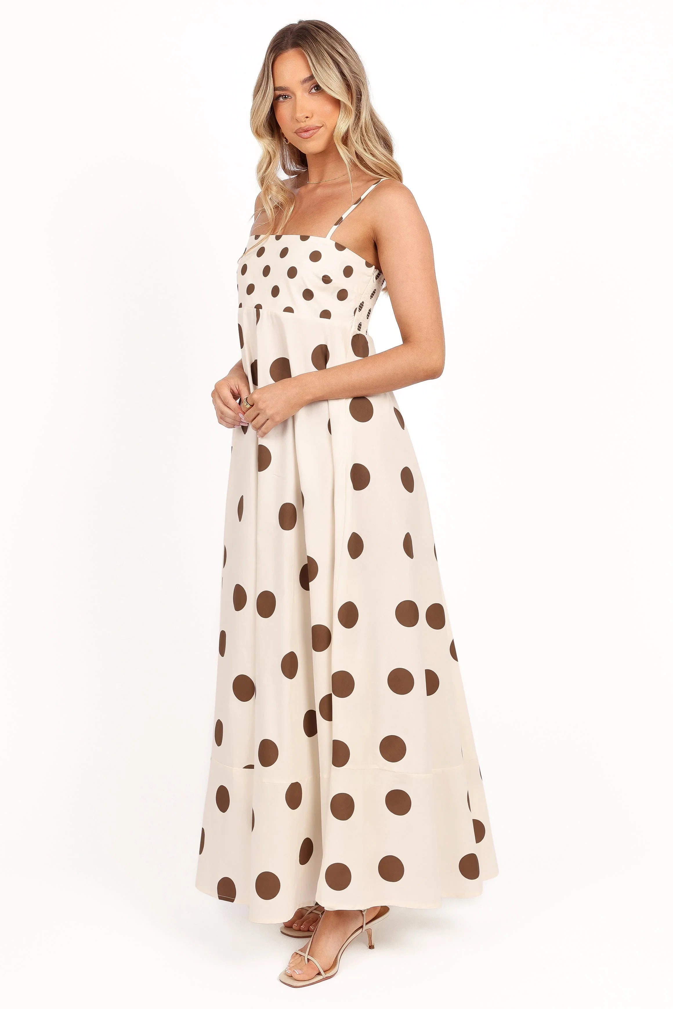 Deenie Maxi Dress Chocolate Brown Spot
