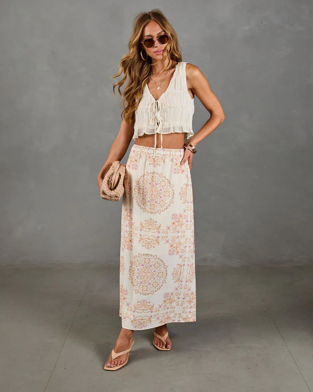 Hardin Abstract Mandala Print Maxi Skirt