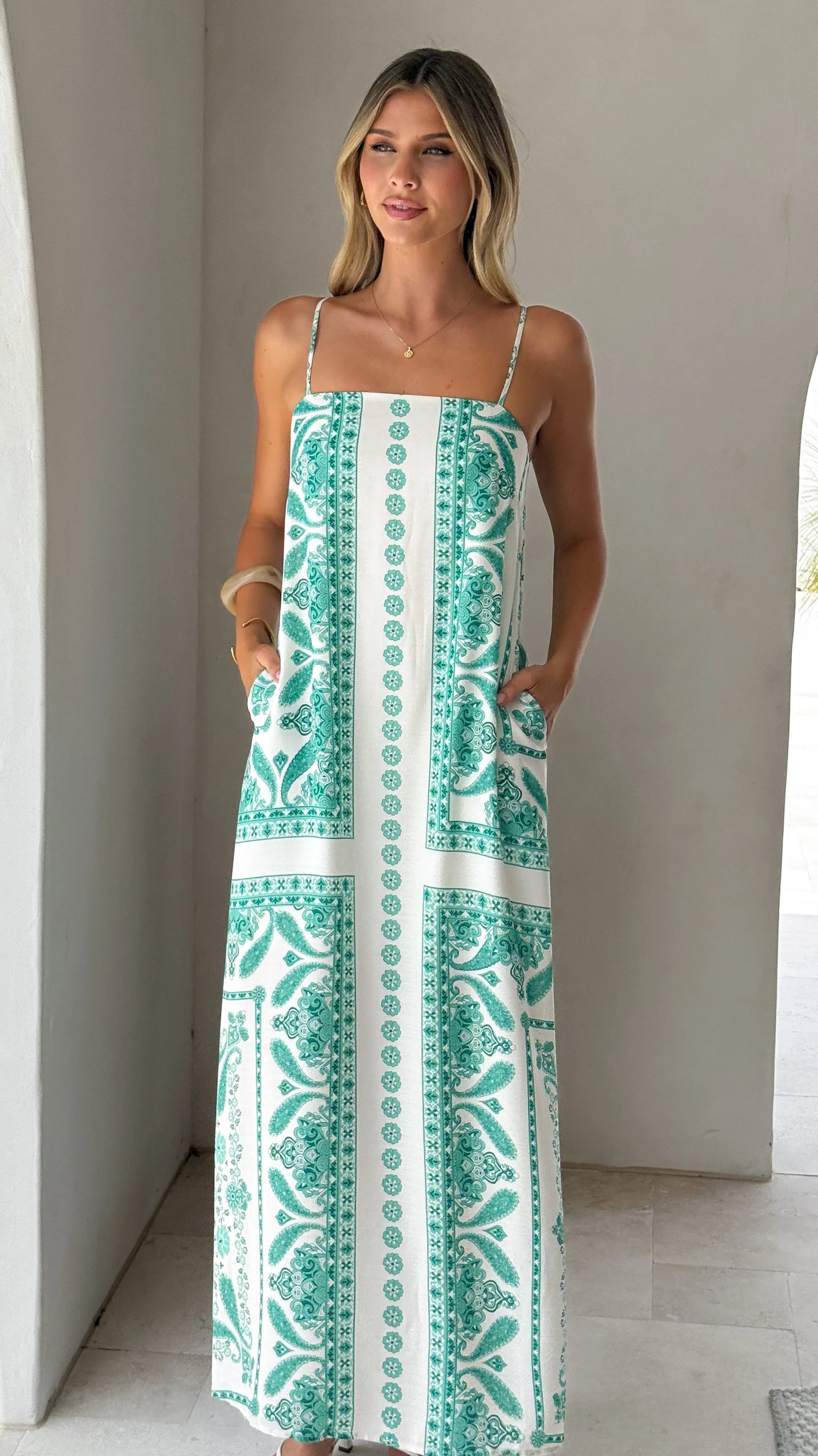 Talise Maxi Dress Green Aztec