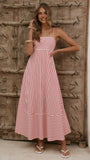 Marcel Maxi Dress Red White Stripe