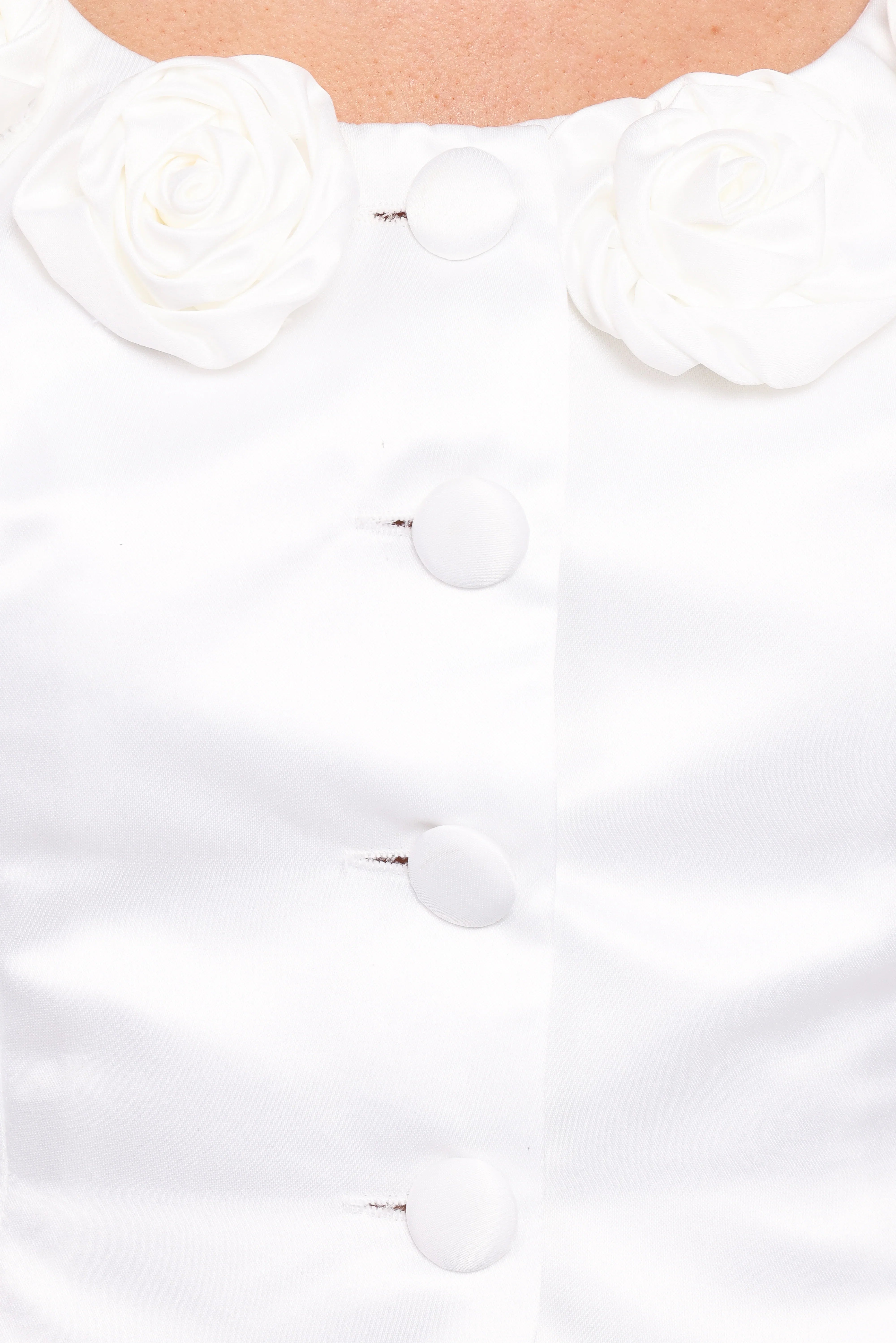 Xara Satin Vest with Rosettes Ivory