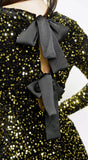 Éloria Velvet Sequin Long Sleeve Mini Dress Black