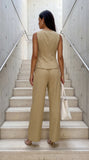 Avelora Pinstripe Tailored Set Beige