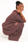 Wilda Knit Pant Burgundy Cream Stripe