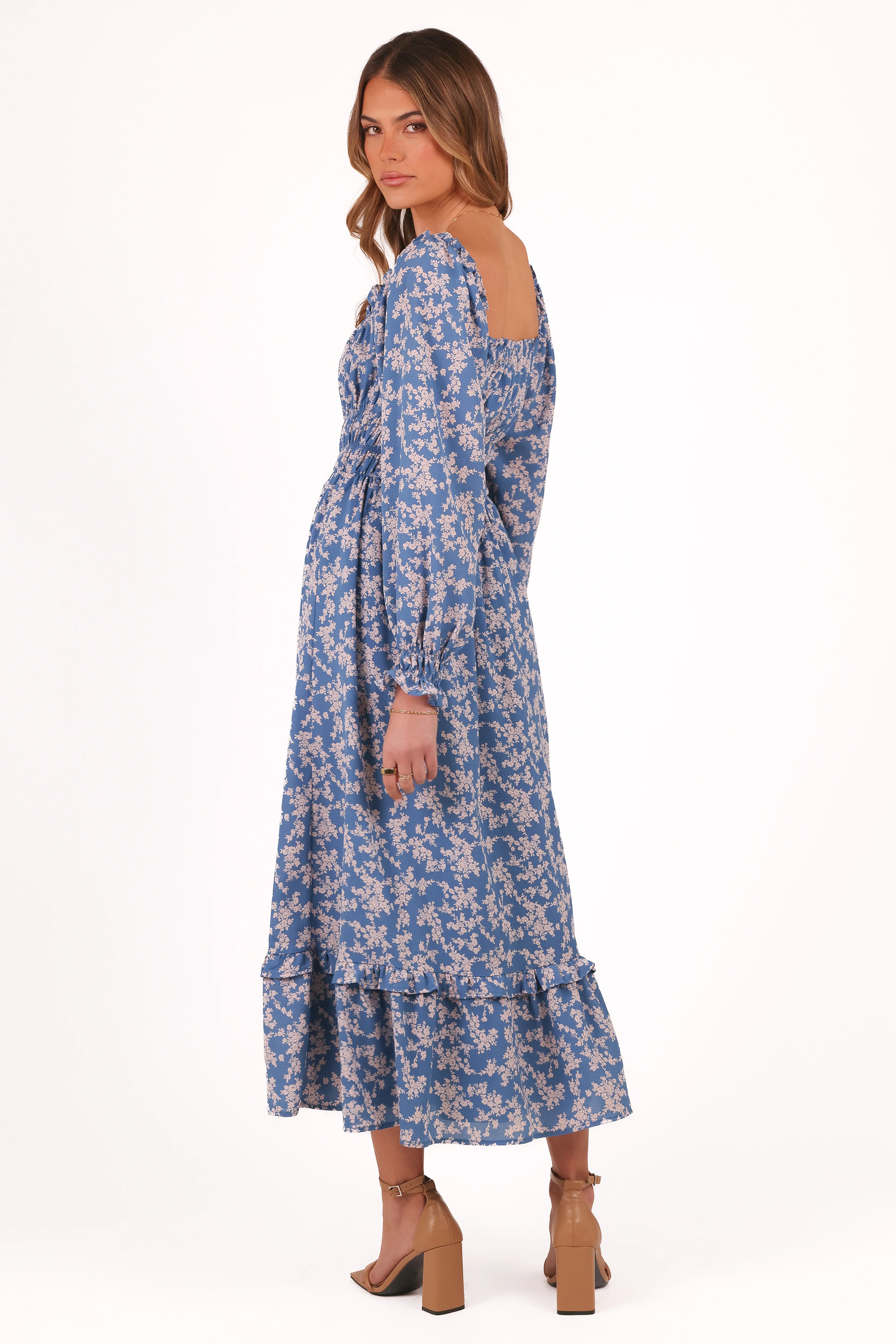 Aine Midi Dress Blue Floral