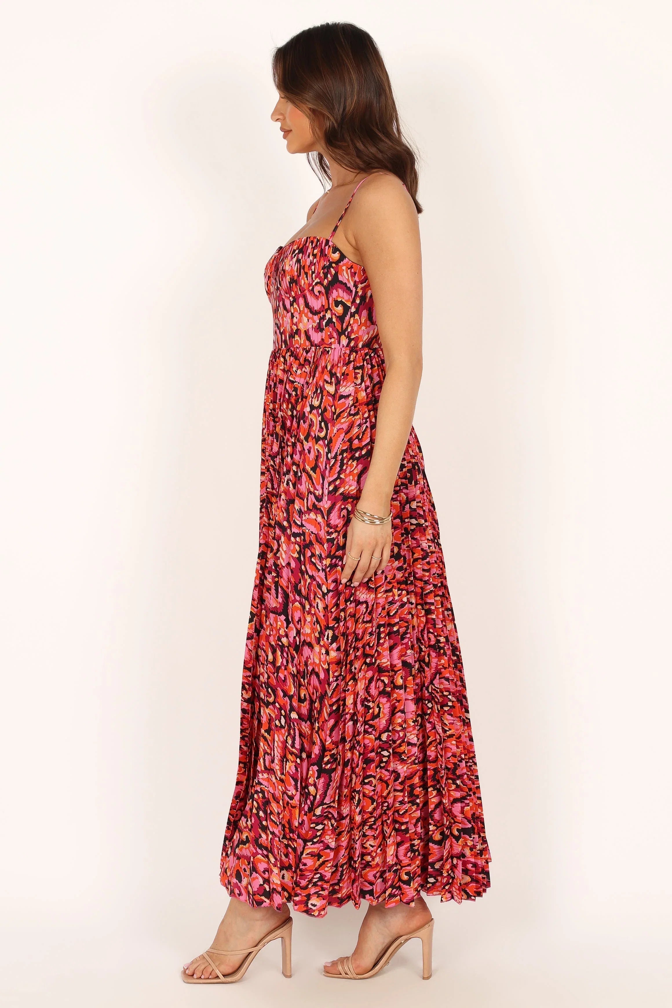 Achanti Pleated Maxi Dress Pink Multi
