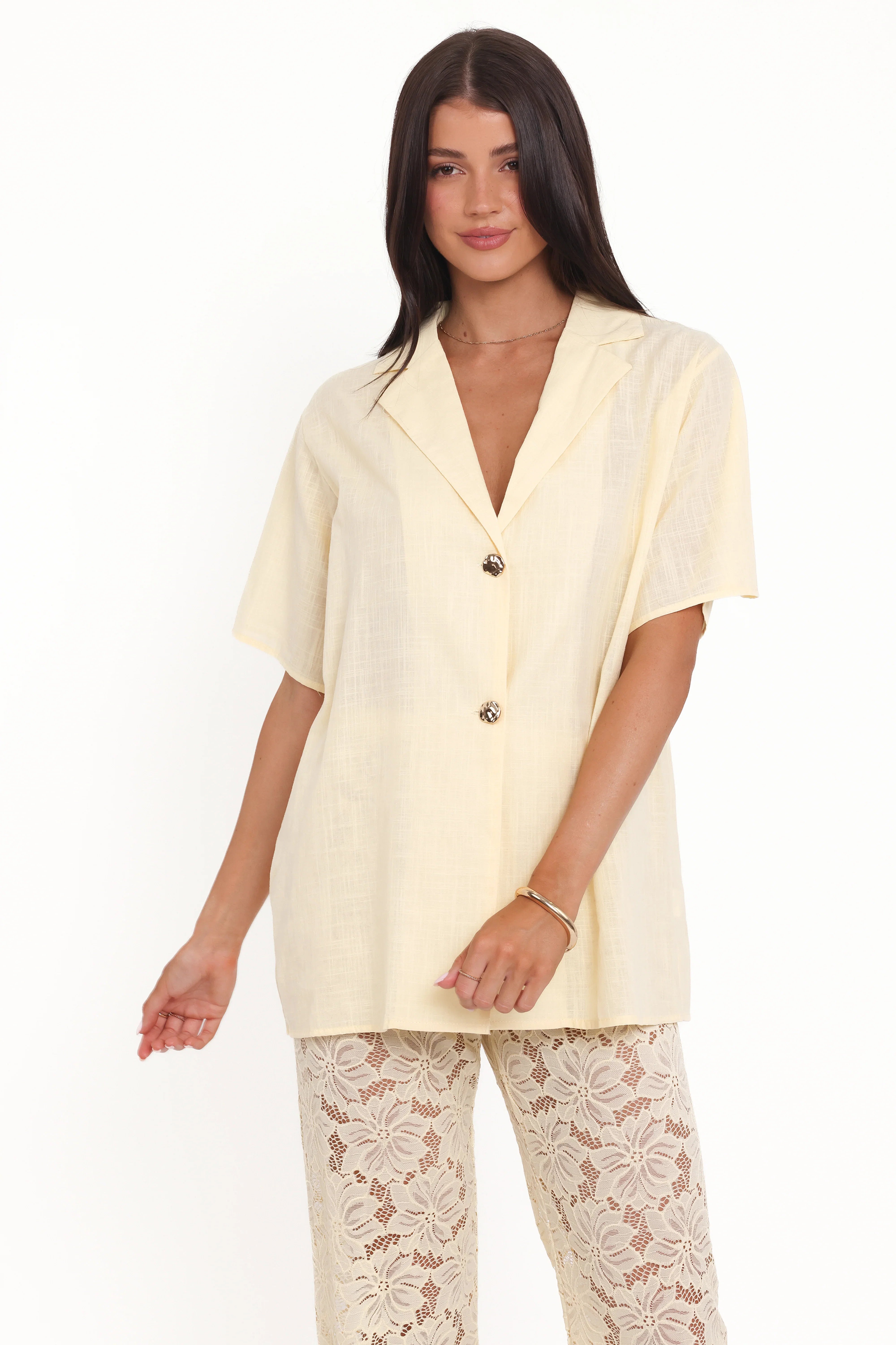 Mindy Lace Pant Set Yellow