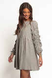 Micaela Long Sleeve Mini Dress Black Gingham