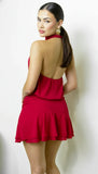 Serea Halter Ruffle Mini Dress Red