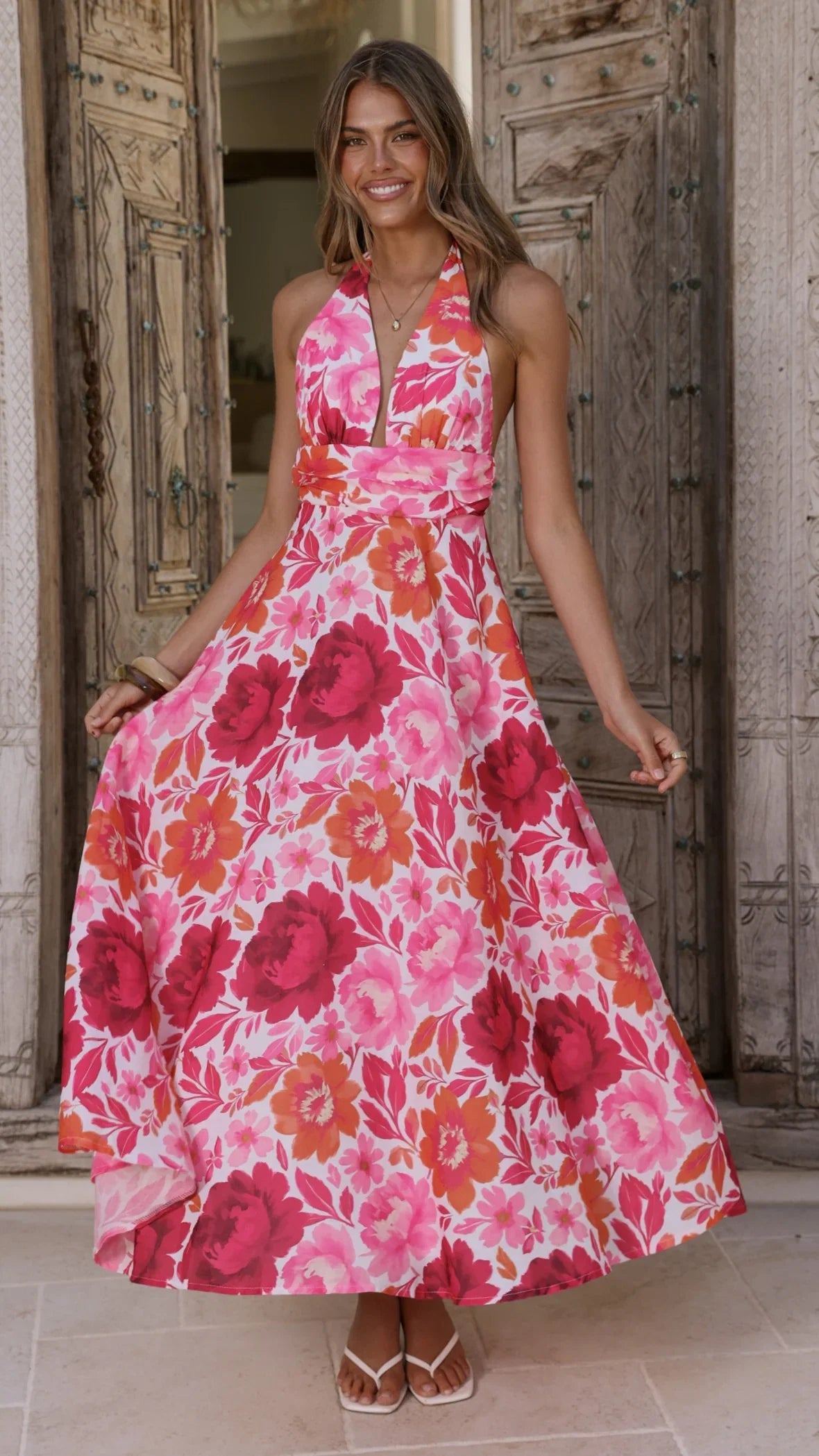 Anara Maxi Dress Pink Floral