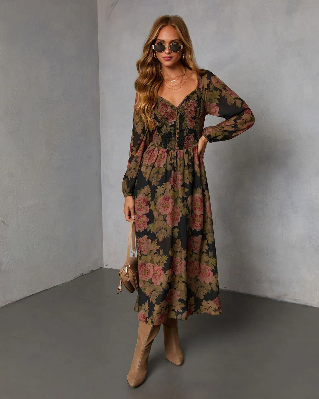 Mekia Printed Smocked Maxi Dress