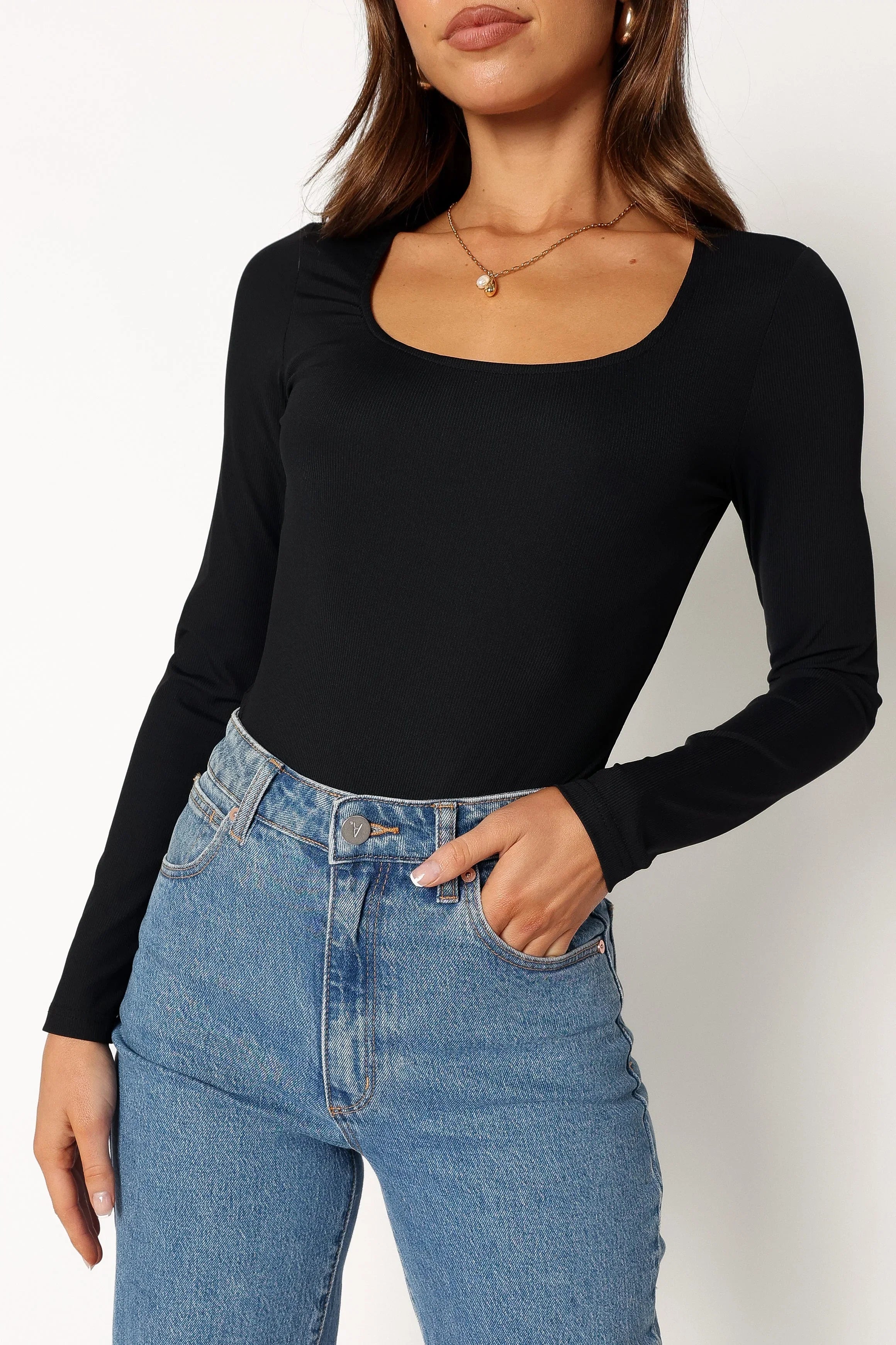 Pia Long Sleeve Bodysuit Black