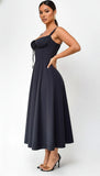 Noura Bustier Lace Up Midi Dress Black