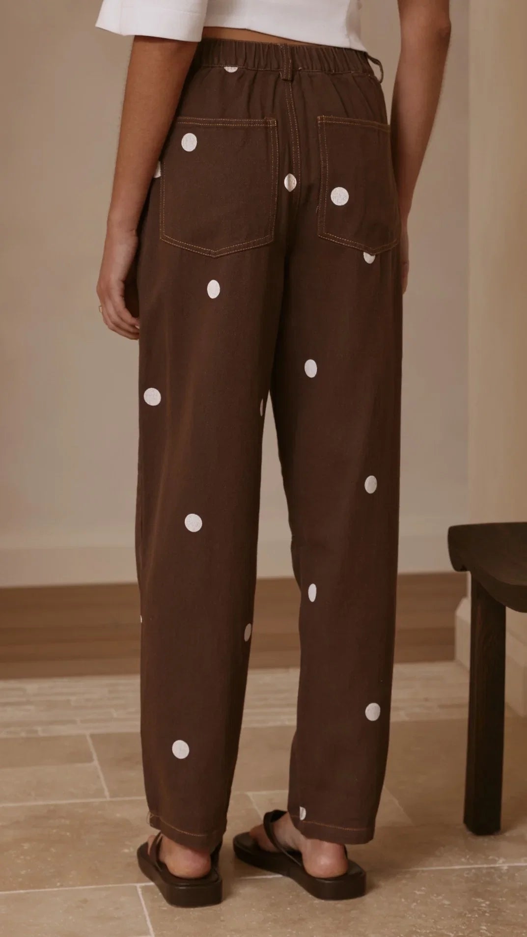 Cleora Barrel Jeans Chocolate Polka