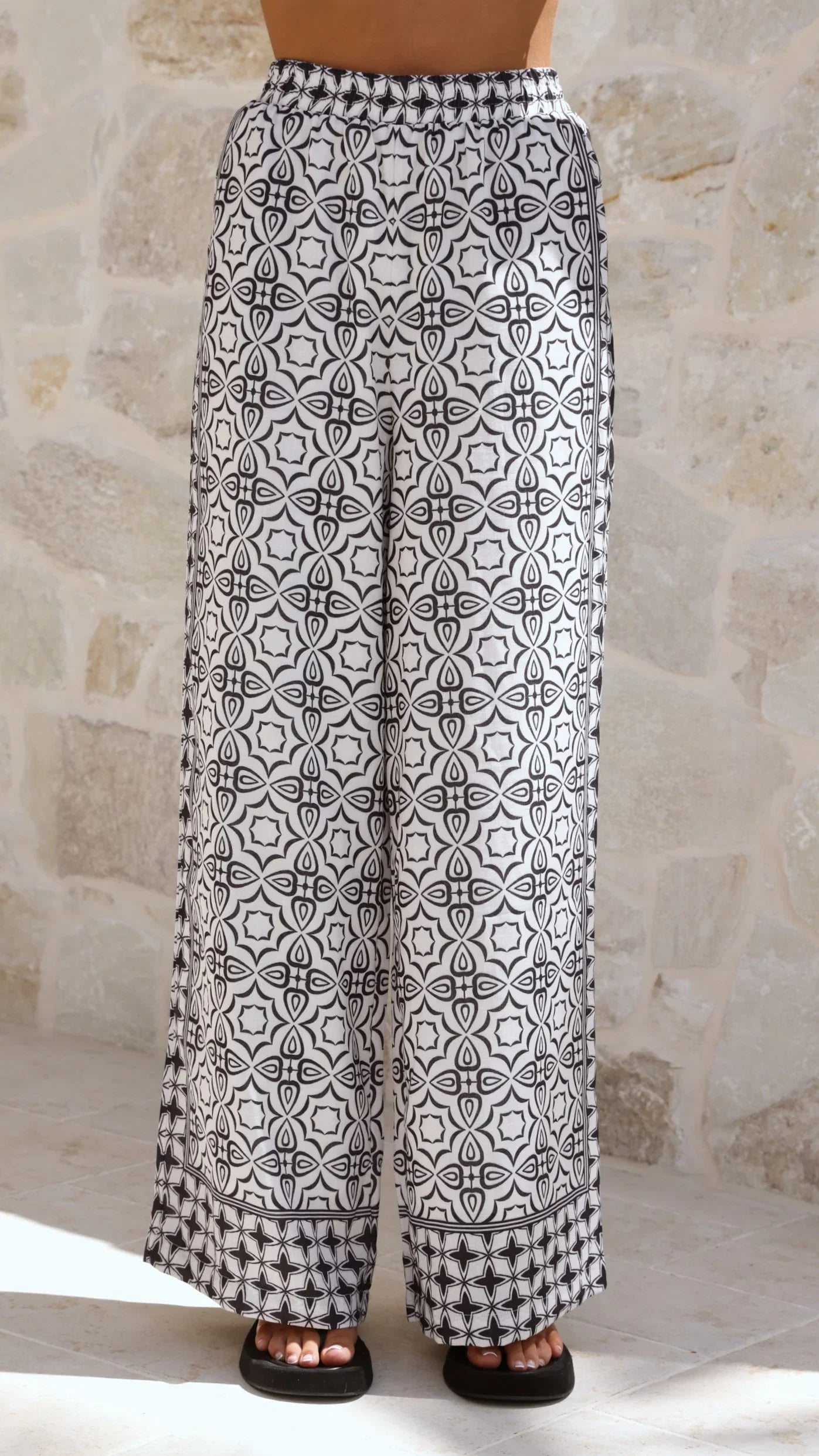 Ollie Pants Black White Print