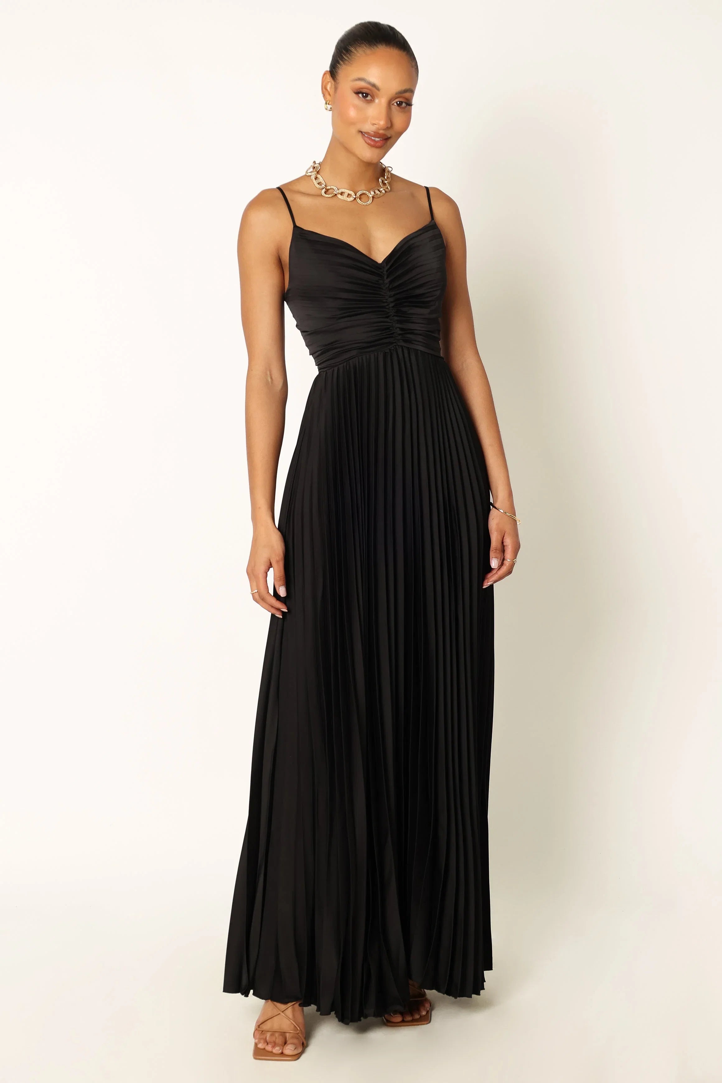 Naira Pleated Maxi Dress Black