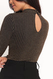 Vienah Long Sleeve Bodysuit Black Gold