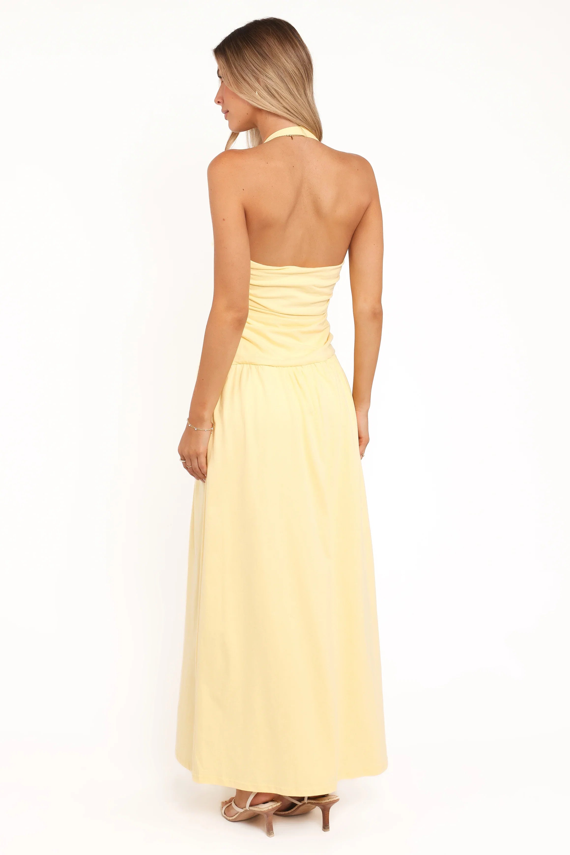 Emalia Halter Maxi Dress Pale Yellow