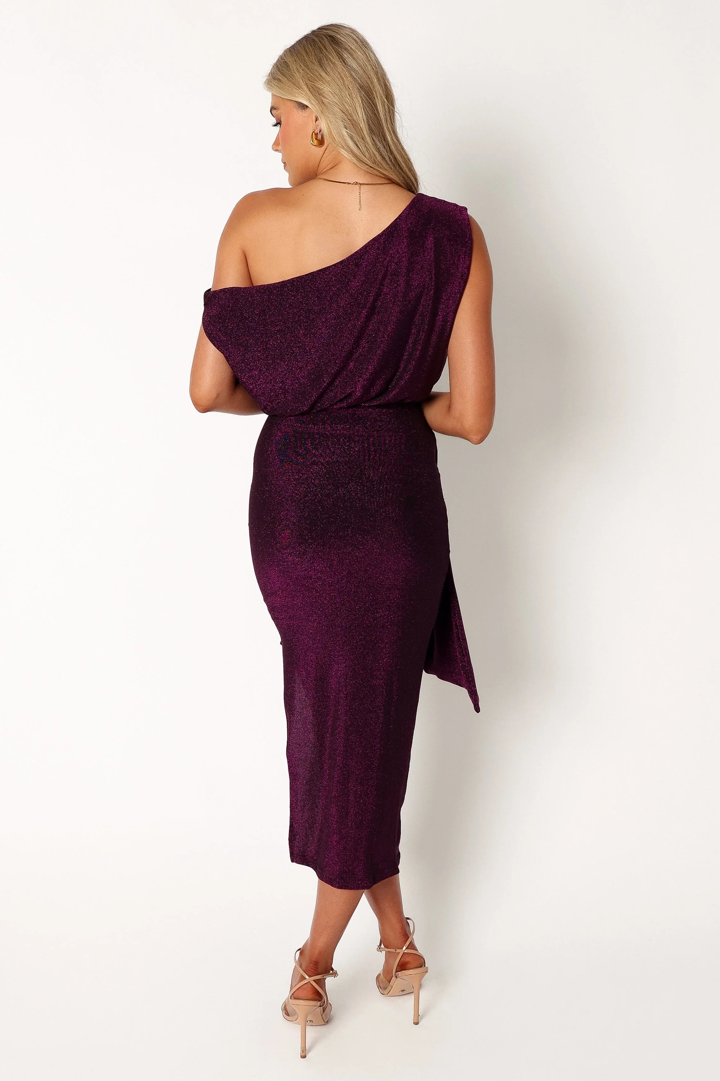 Santiago Off Shoulder Midi Dress Purple
