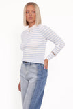 Stacie Ribbed Knit Top Light Blue Stripe