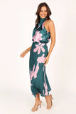 Anabelle Halter Neck Midi Dress Green Pink