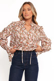Selmah Long Sleeve Top Cream Olive Orange