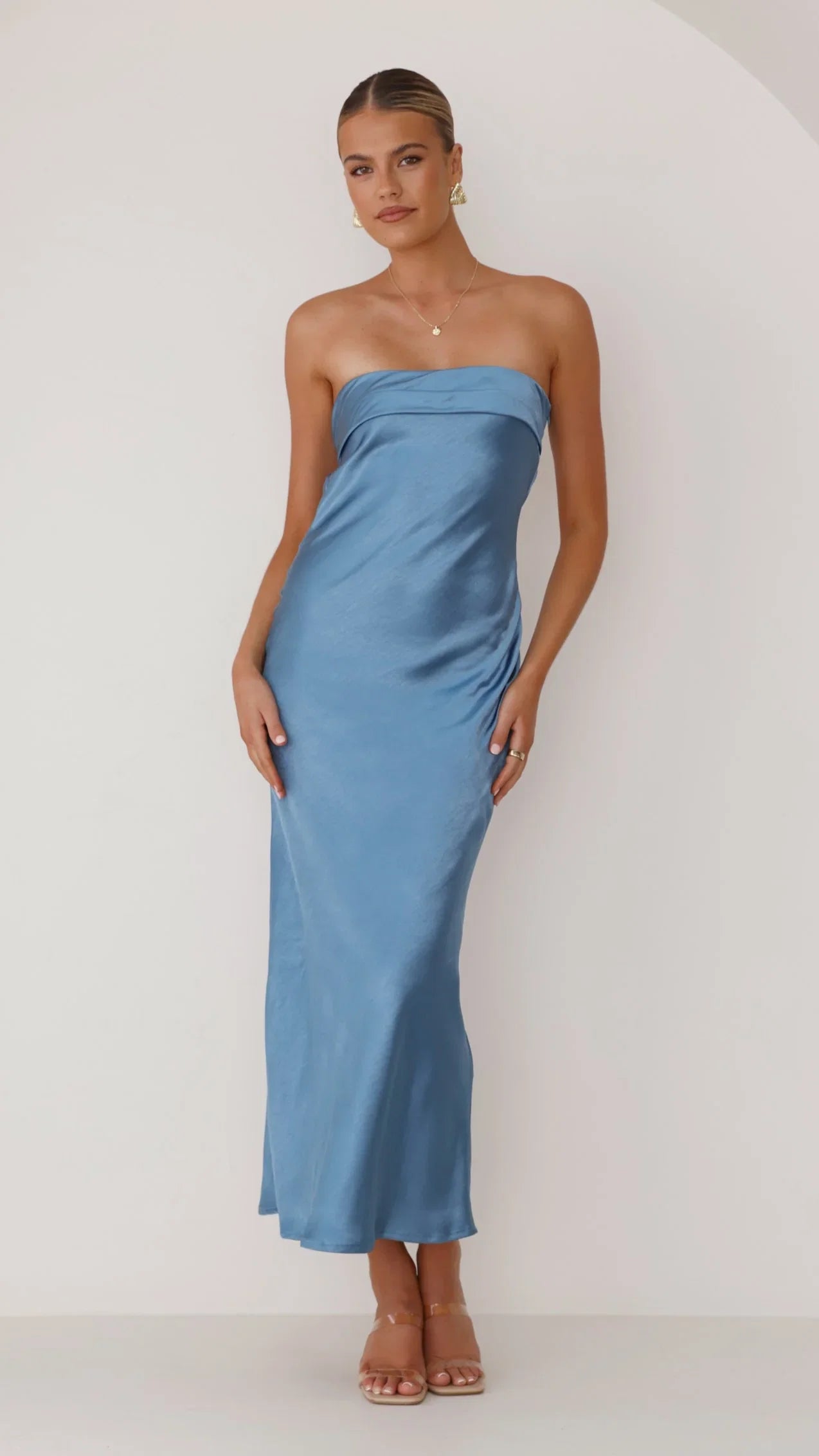 Gisele Maxi Dress Steel Blue