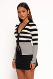 Sorella Cardigan Top Black Cream Stripe