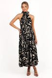 Jennifer Halterneck Maxi Dress Black White