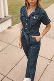 Demi Contrast Stitch Jumpsuit Dark Denim