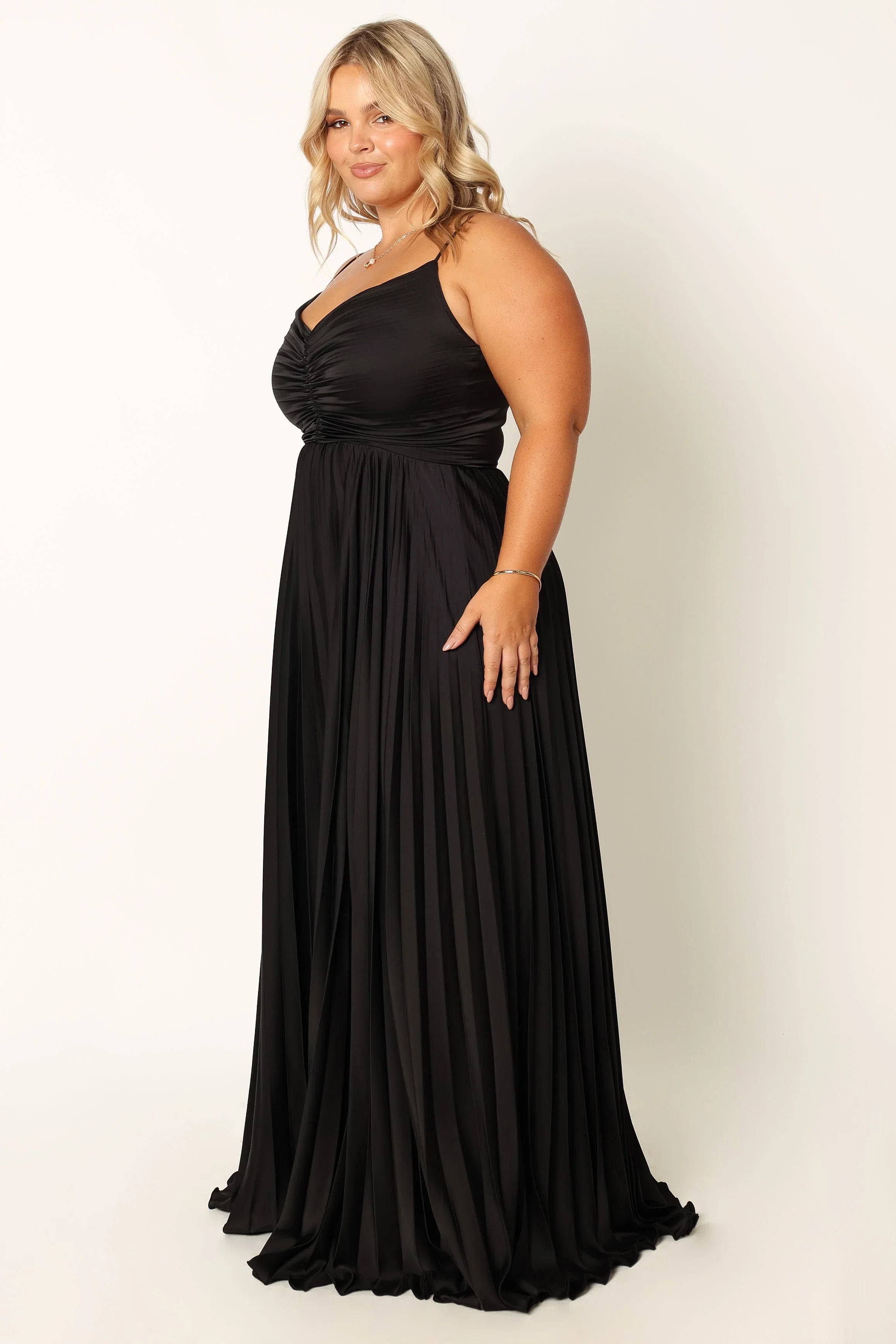 Naira Pleated Maxi Dress Black